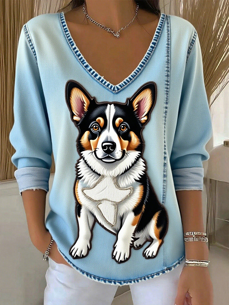 Damski Vintage Animal Print Casual Top