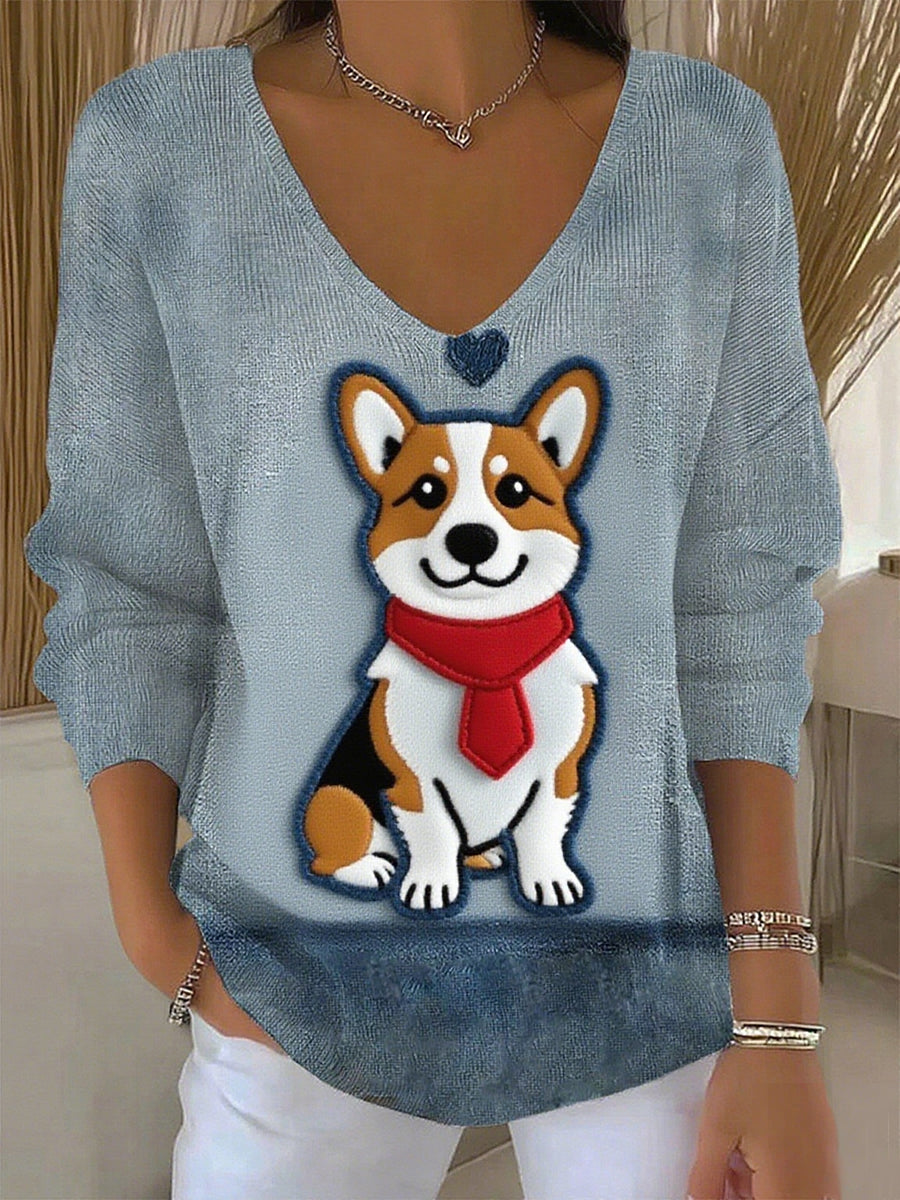 Damski Vintage Animal Print Casual Top