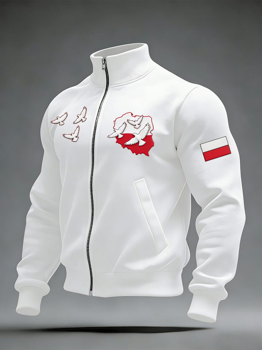 Męska kurtka z długim rękawem z nadrukiem polskim