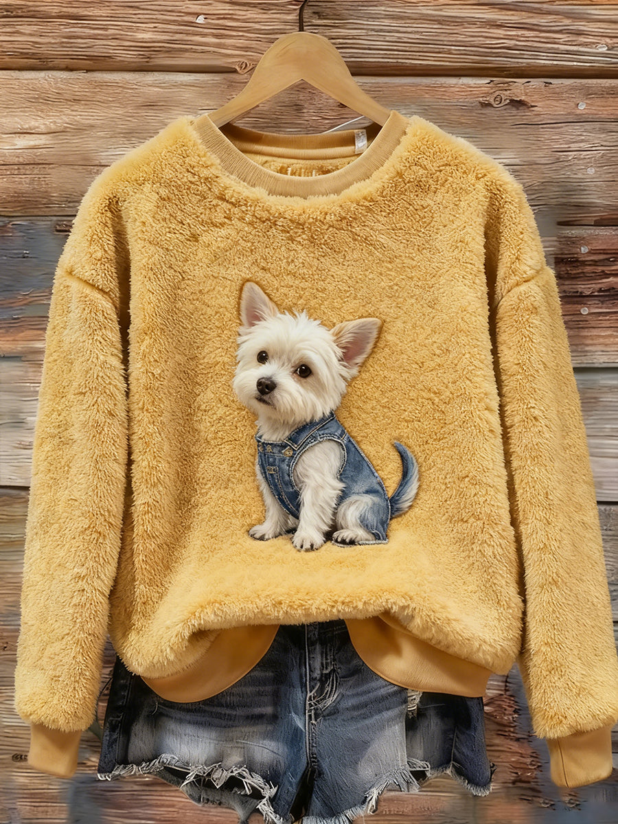 Damski Retro Animal Art Print Wygodny Top flanelowy