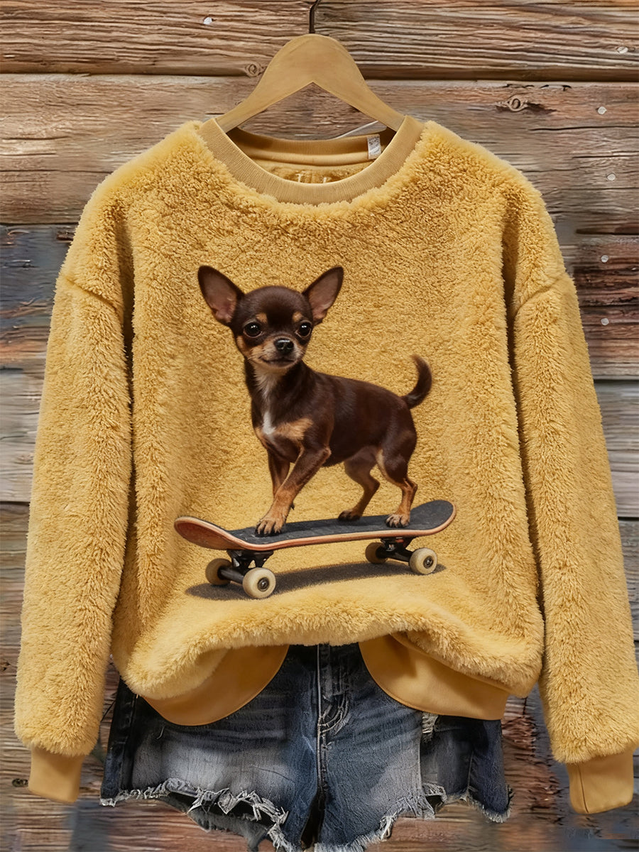 Damski Retro Animal Art Print Wygodny Top flanelowy