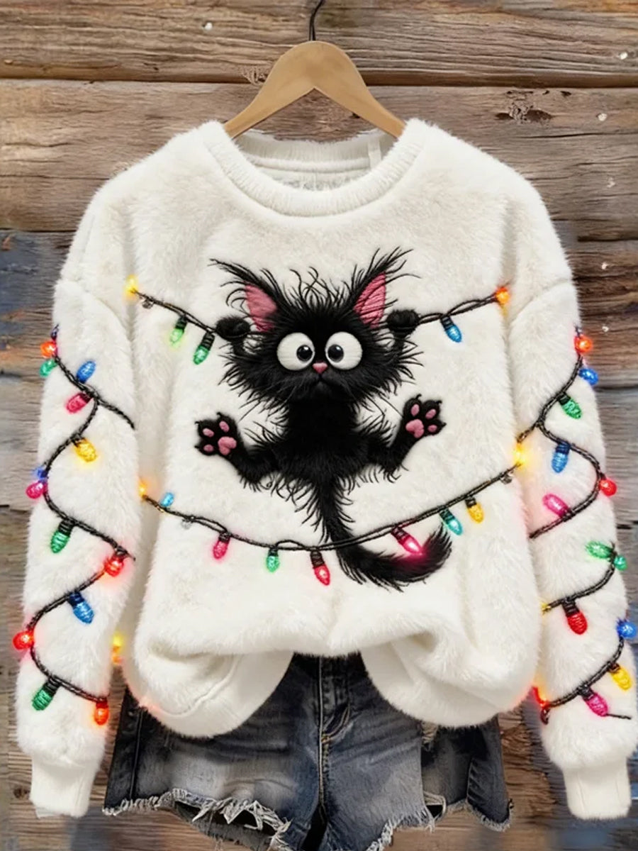 Damski Retro Animal Art Print Wygodny Top flanelowy