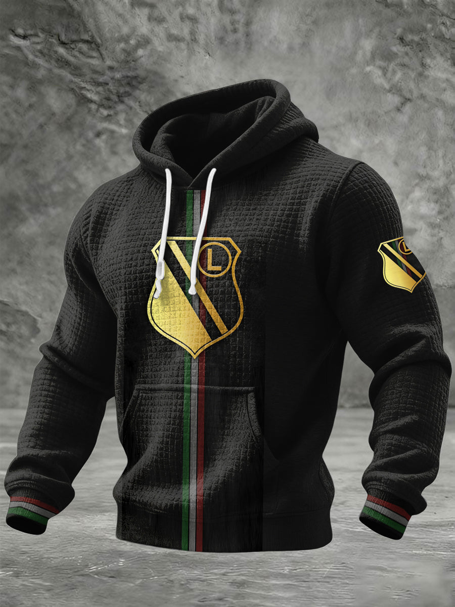 Retro Polska Warszawa Piłka nożna Godło Waffle Bluza z kapturem