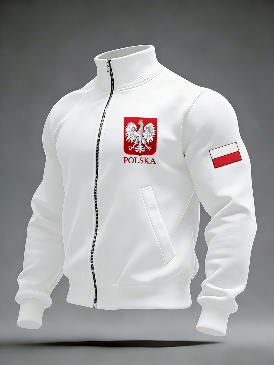 Męska kurtka z kapturem z nadrukiem polskiej flagi