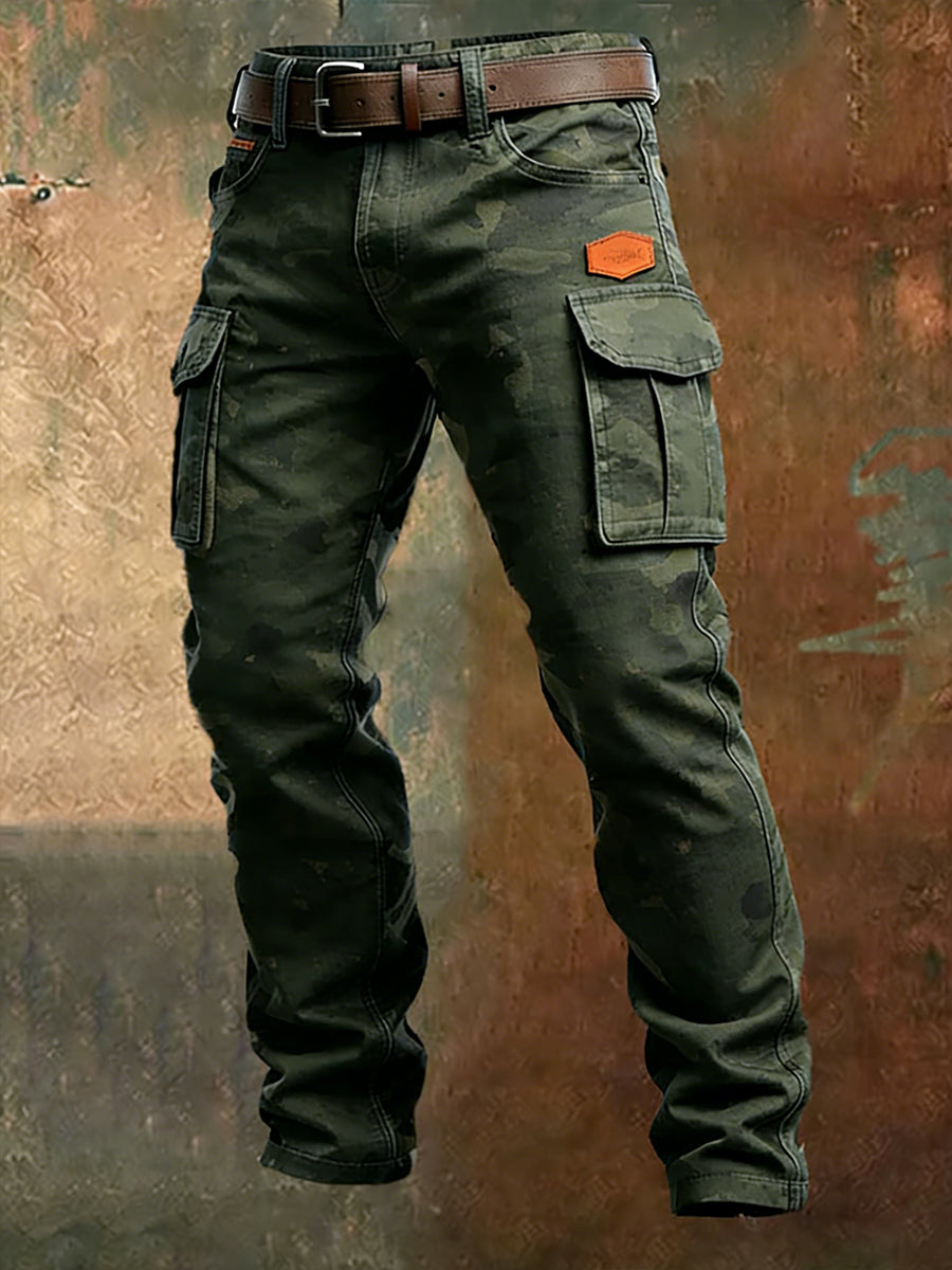 Męskie spodnie robocze retro styl biznesowy na co dzień