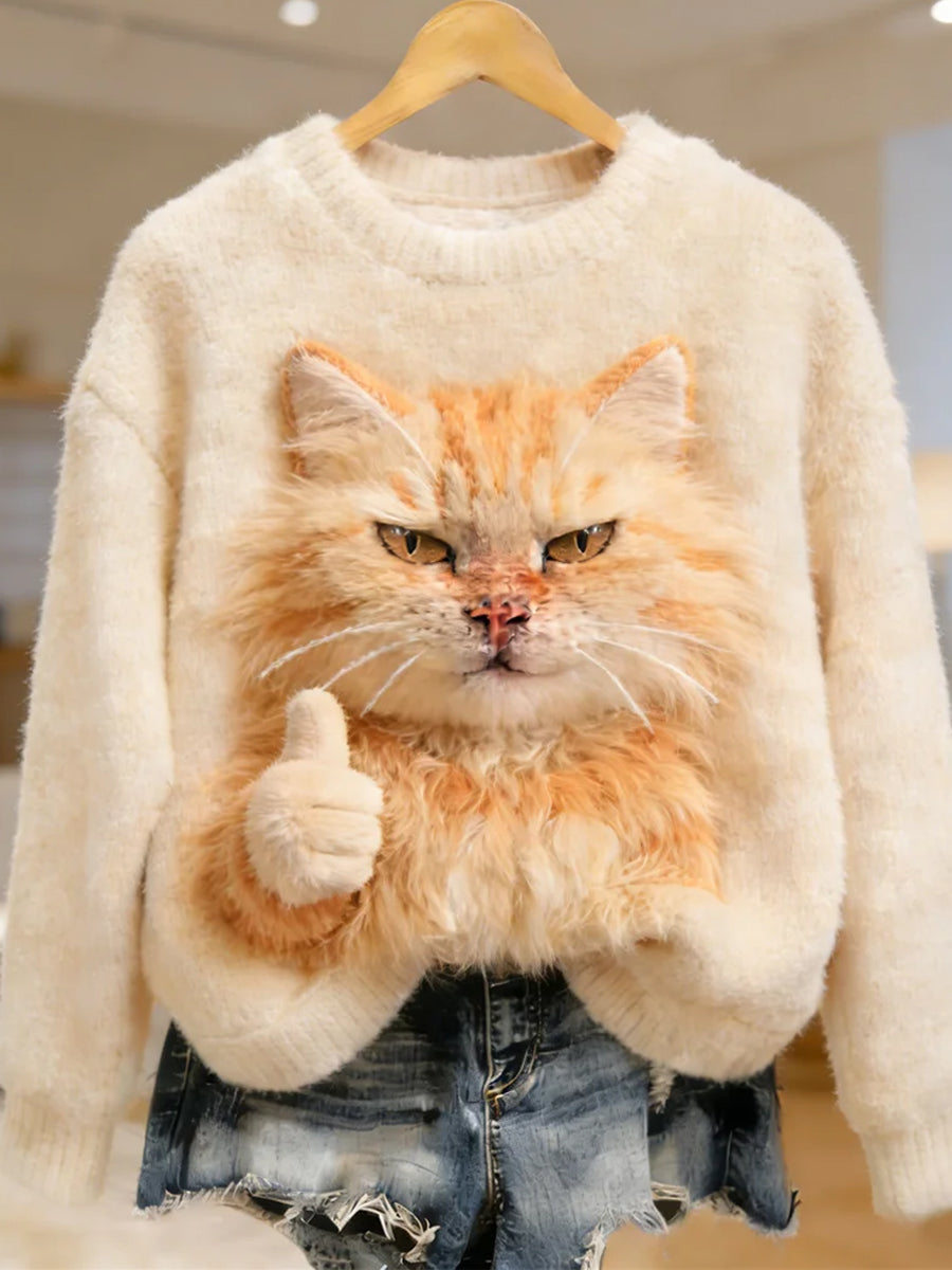 Damski Retro Animal Art Print Wygodny Top flanelowy