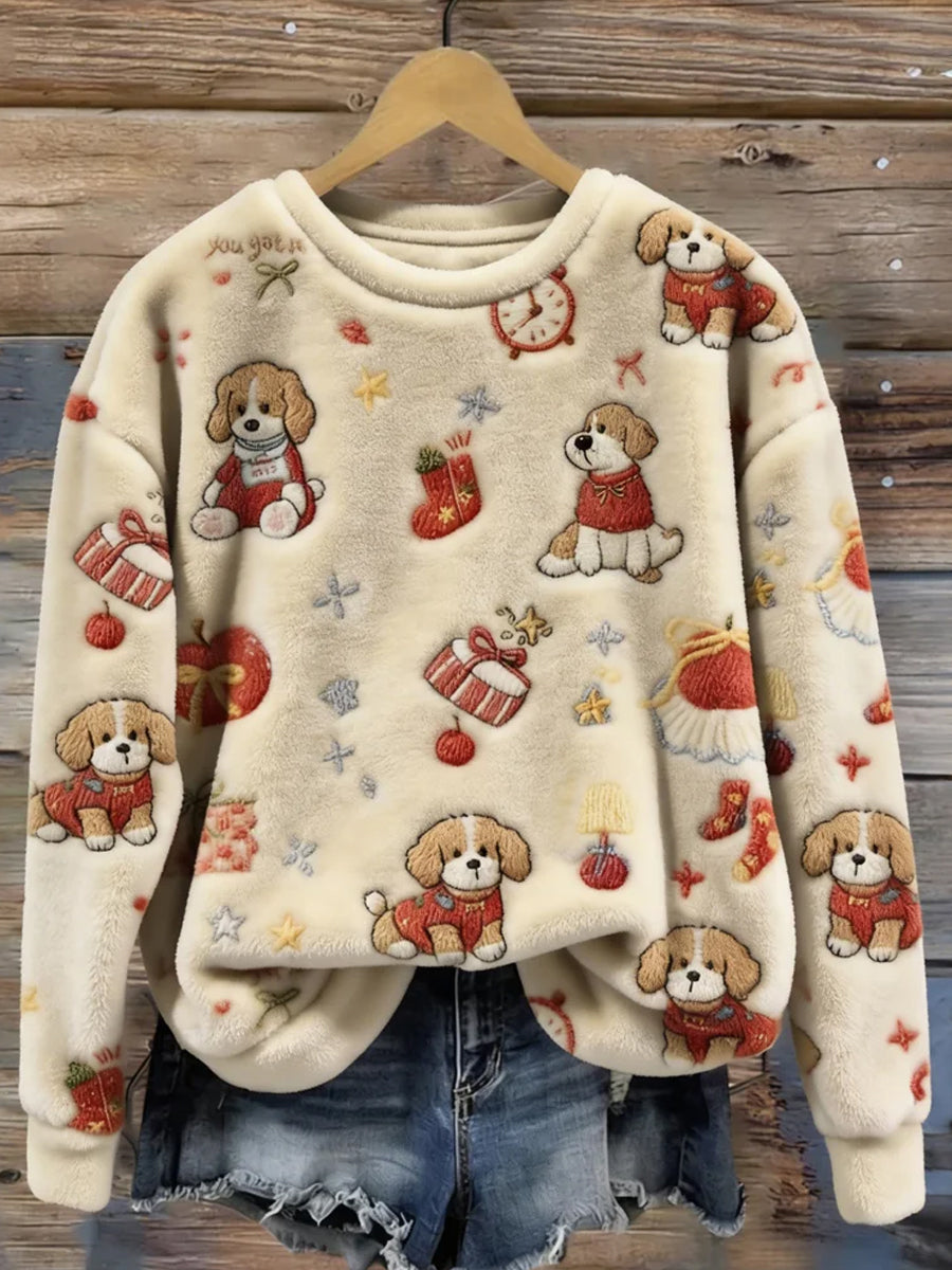 Damski Retro Animal Art Print Wygodny Top flanelowy