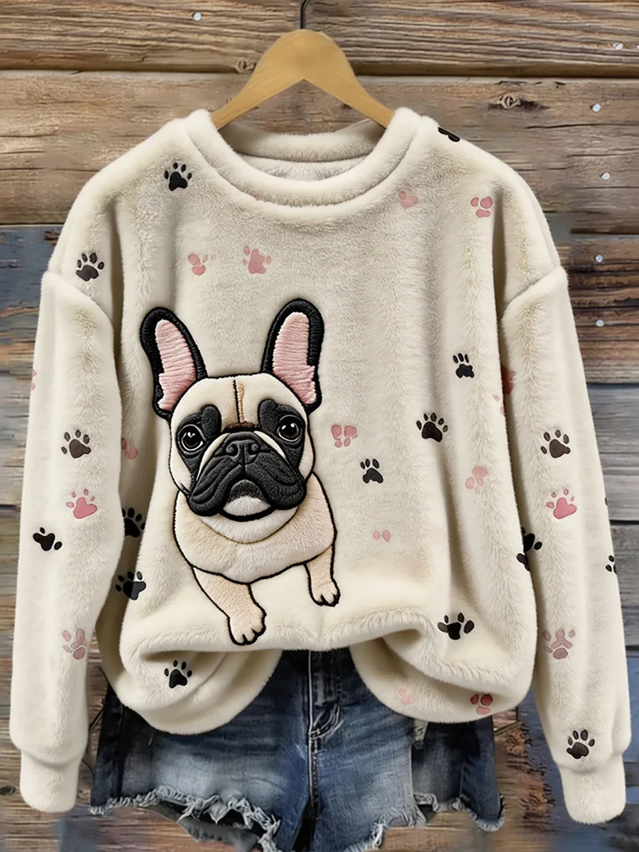 Damski Retro Animal Art Print Wygodny Top flanelowy