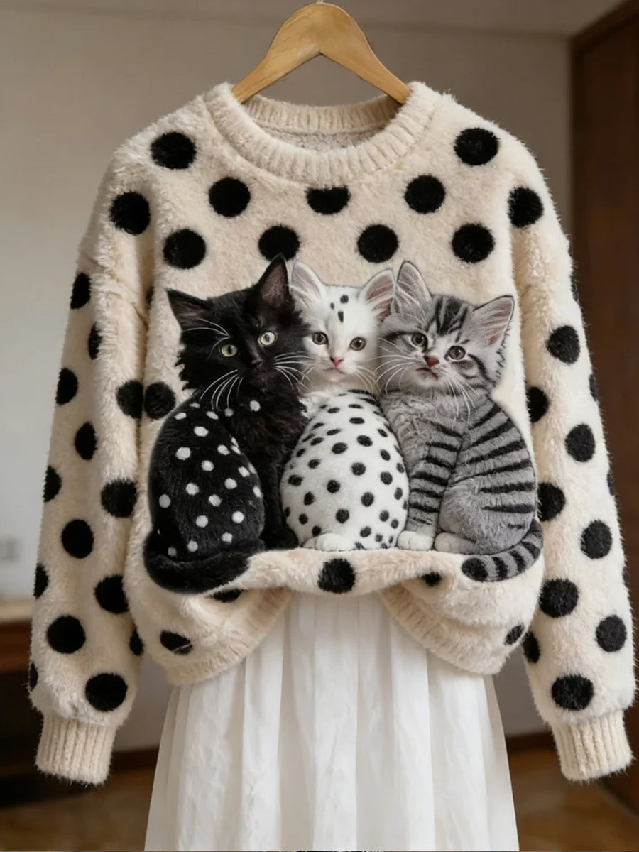 Damski Retro Animal Art Print Wygodny Top flanelowy