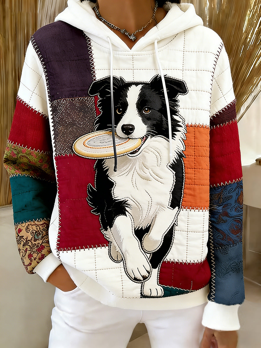 Damska wygodna flanelowa bluza z kapturem Retro Animal Art Print