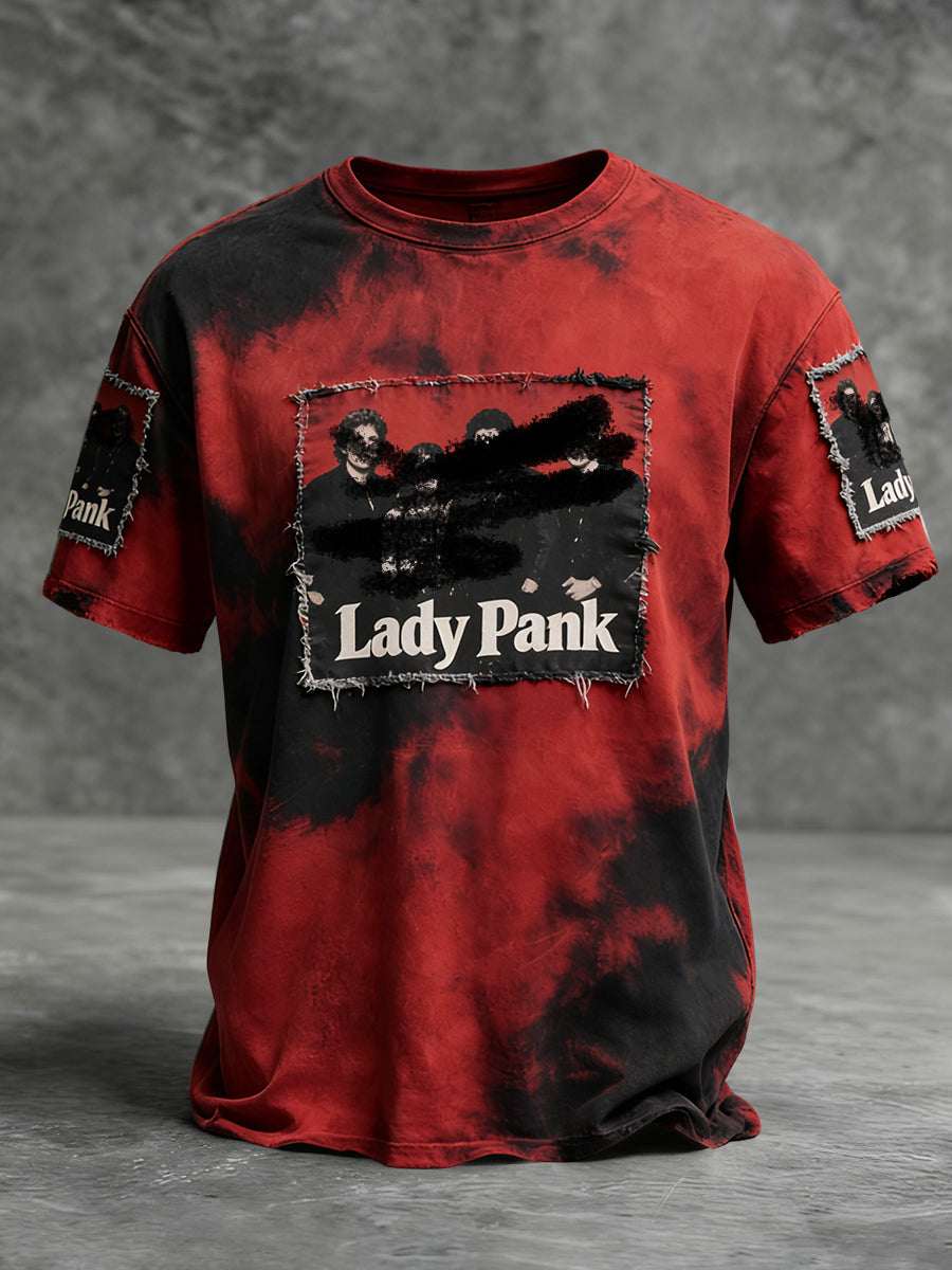 Retro abstrakcyjny polski zespół rockowy Patchwork Casual T-Shirt