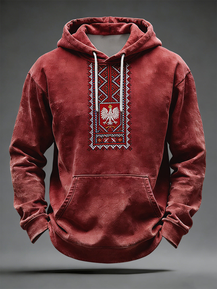 Retro w trudnej sytuacji etniczna geometryczna bluza z kapturem