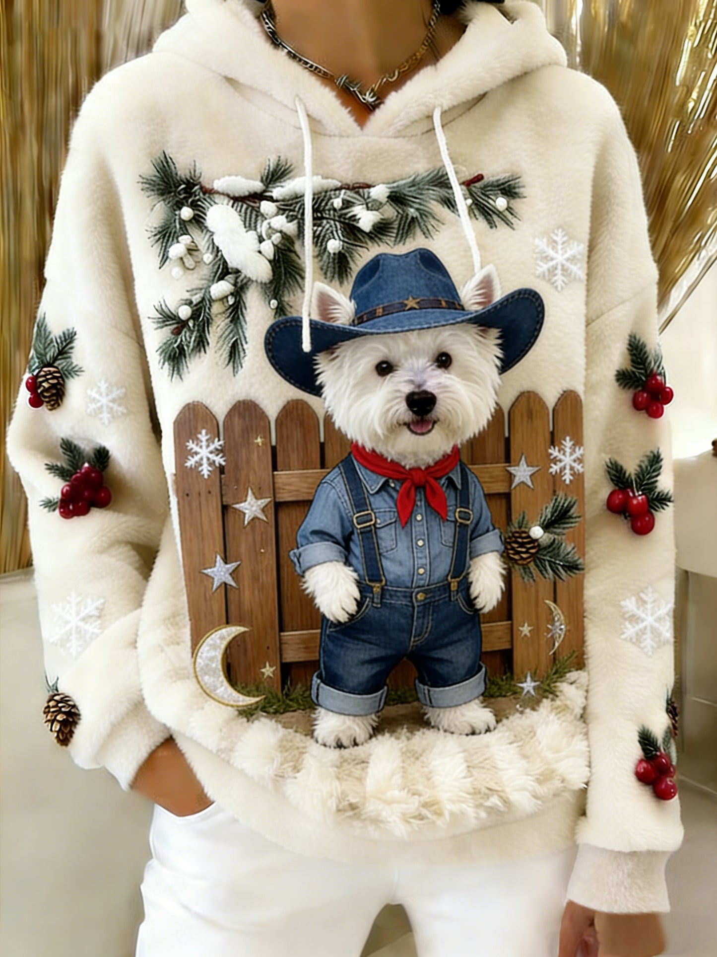 Damska wygodna flanelowa bluza z kapturem Retro Animal Art Print