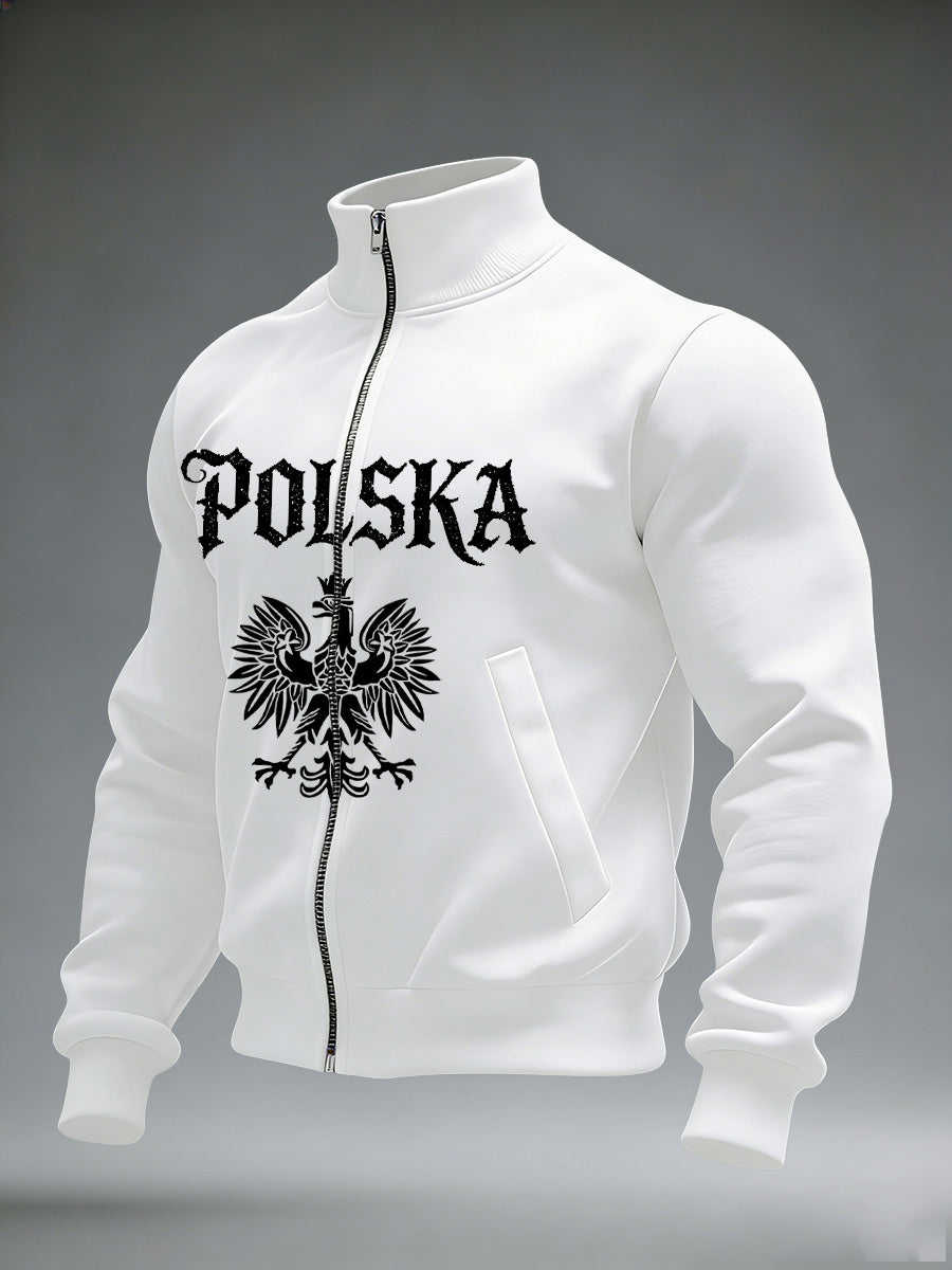 Ciepła kurtka męska z polskim nadrukiem artystycznym