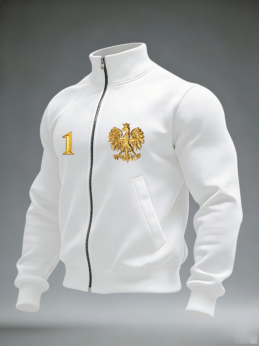 Ciepła kurtka męska z polskim nadrukiem artystycznym