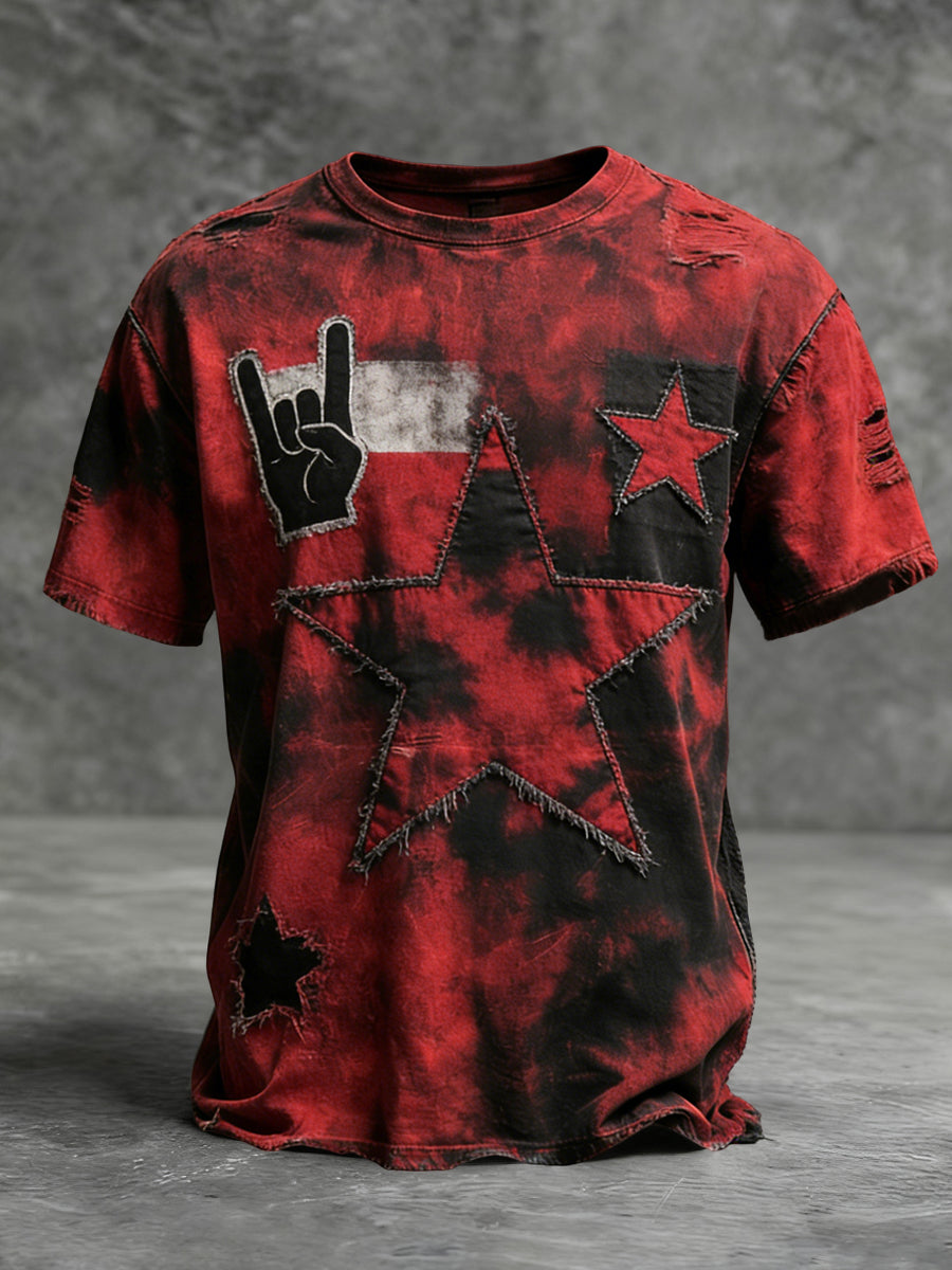 Retro Polski Rock Postawa Abstrakcyjne Rozmycie Casual T-Shirt