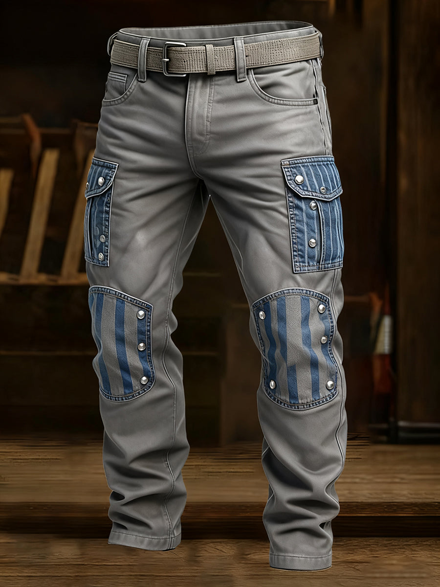 Męskie spodnie robocze retro styl biznesowy na co dzień