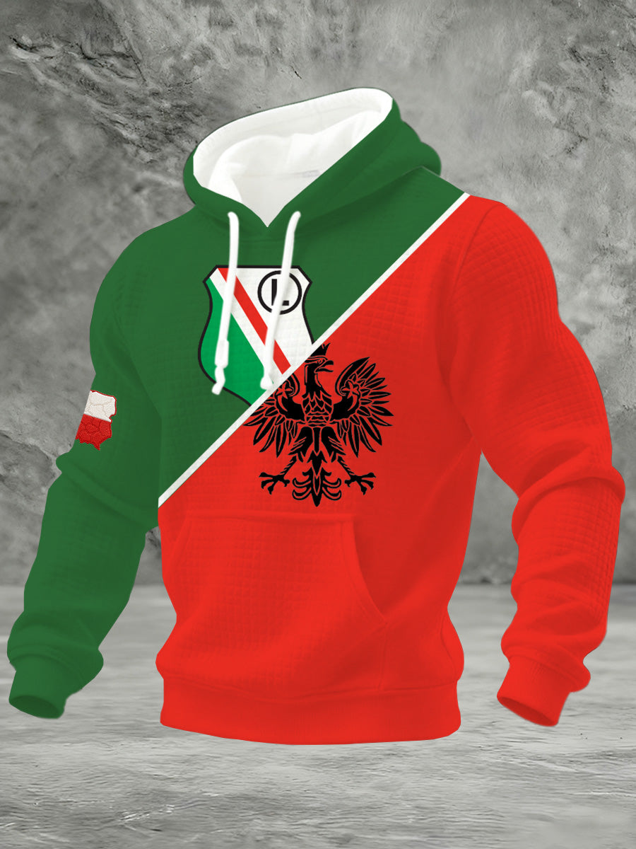 Męska bluza z kapturem z polskim nadrukiem artystycznym