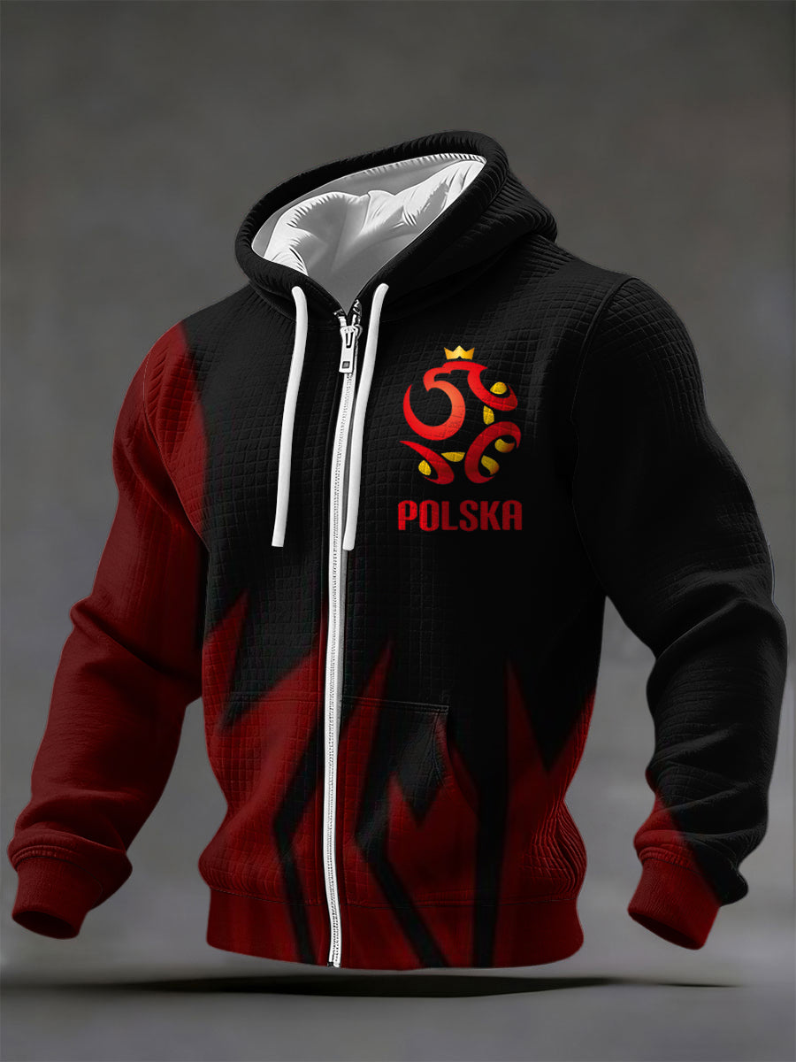 Męska czerwona-czarna kurtka Poland Crest Zip-Up