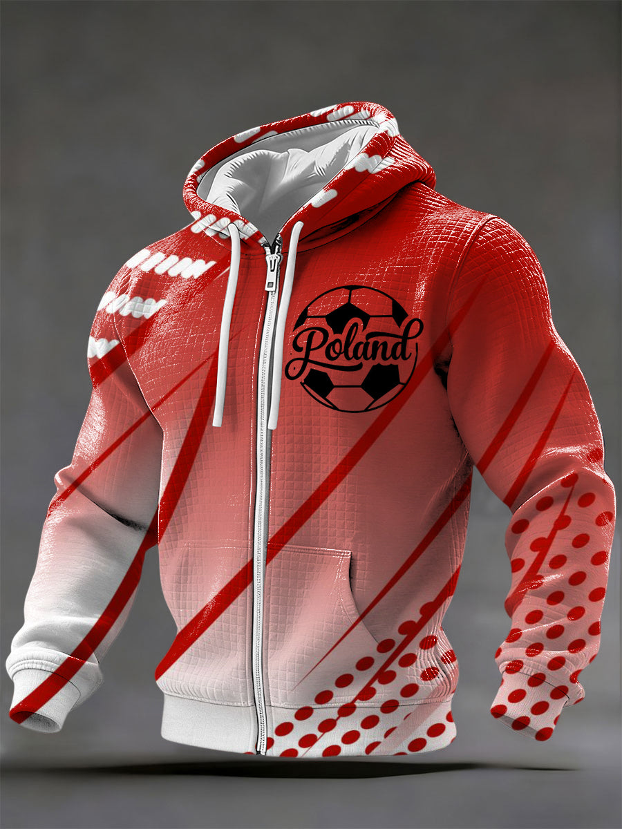 Stylowa męska kurtka z zamkiem błyskawicznym w kolorze czerwonym-Gradient Polska