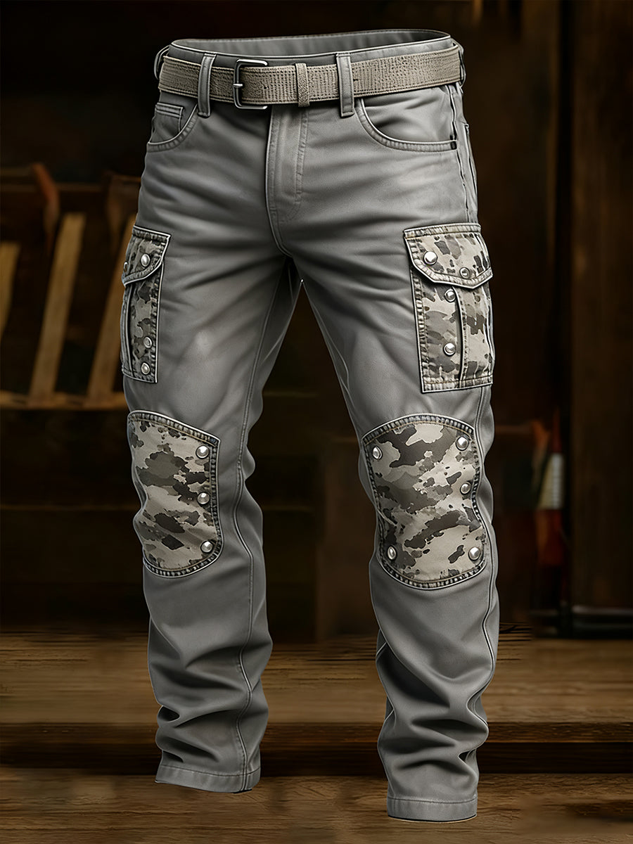 Męskie spodnie robocze retro styl biznesowy na co dzień