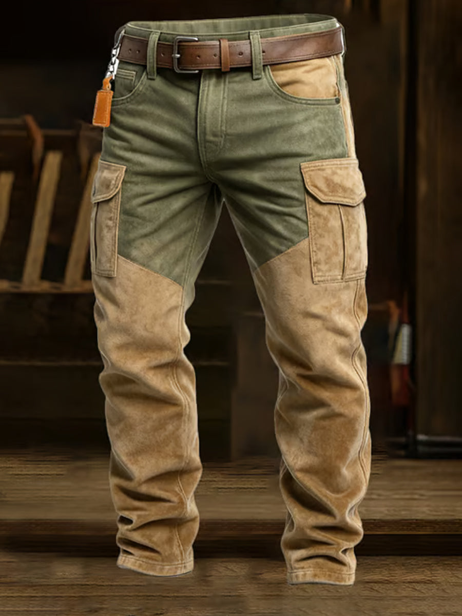 Męskie spodnie robocze retro styl biznesowy na co dzień