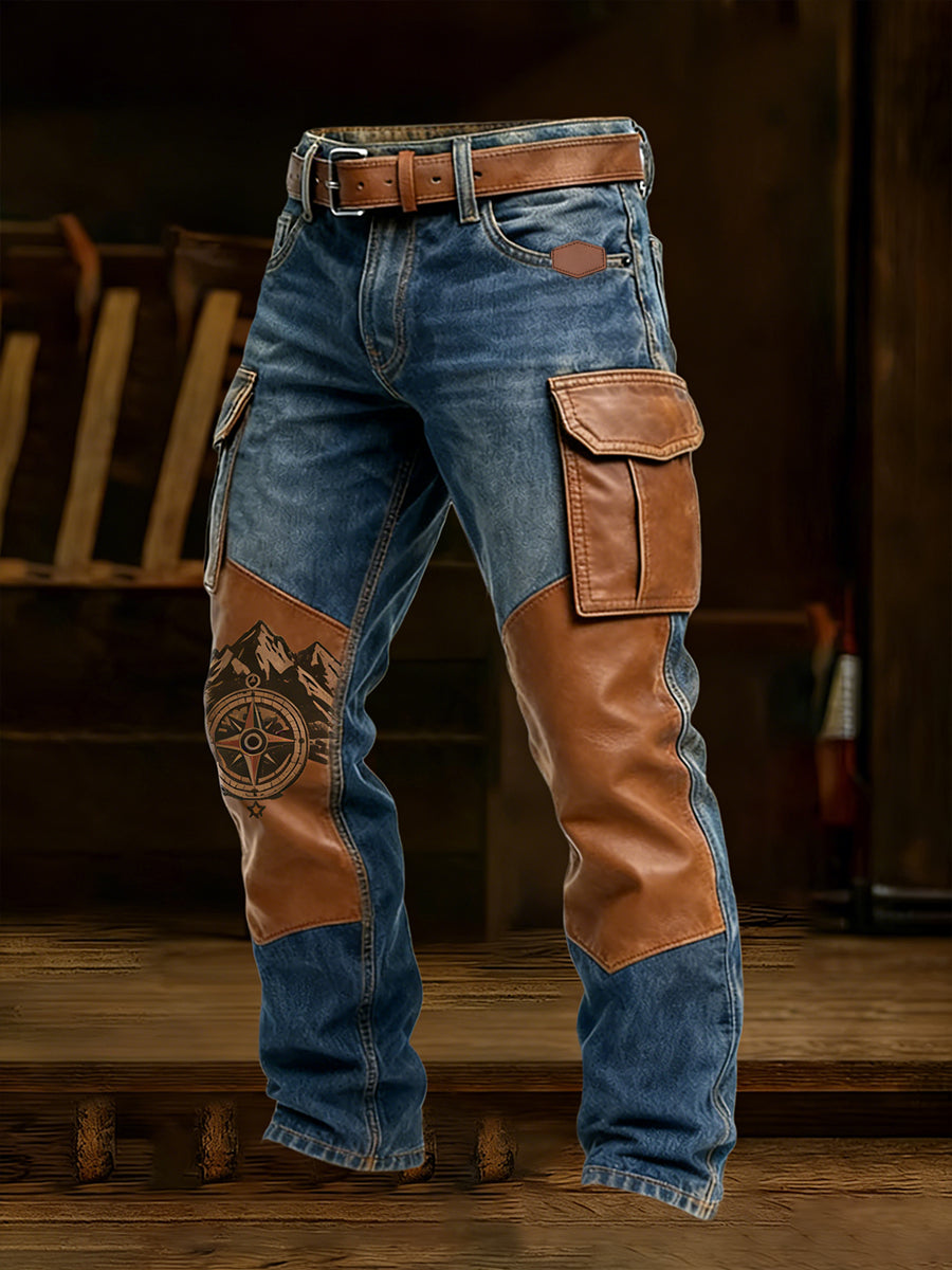 Męskie spodnie robocze retro styl biznesowy na co dzień