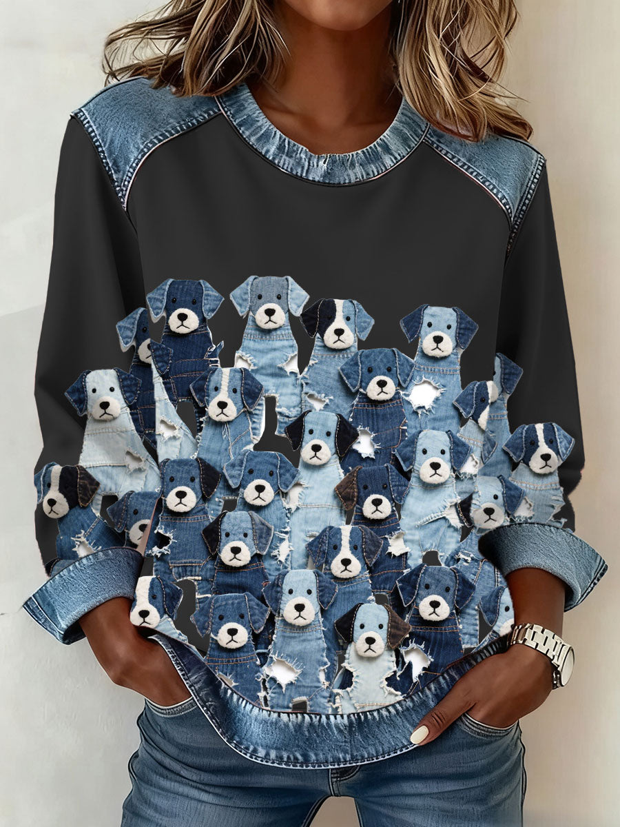 Damska dżinsowa bluza dla szczeniąt