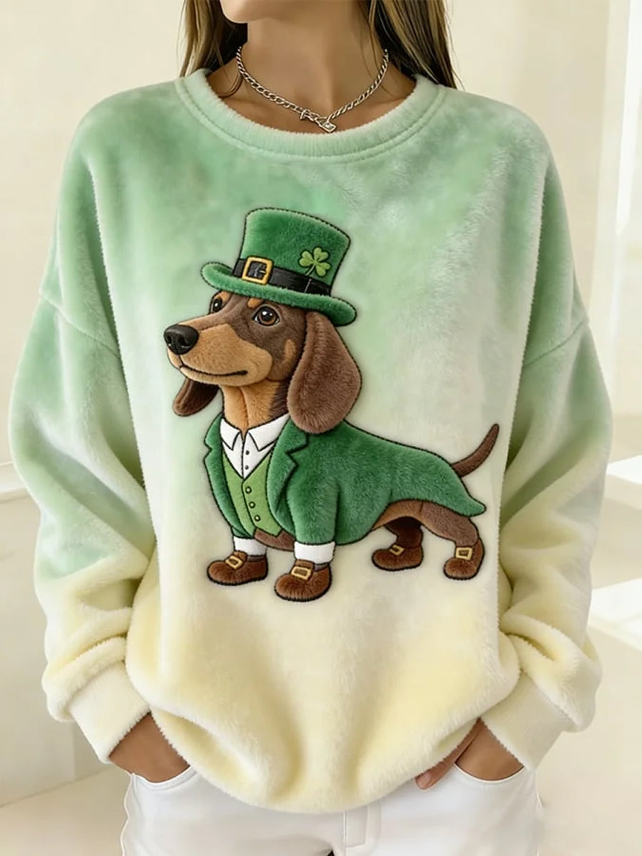 Damska śliczna flanelowa bluza Shamrocks Puppy Print