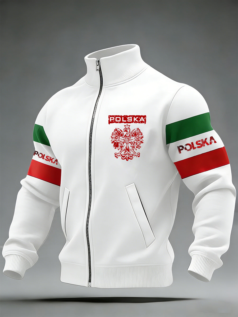 Męski Vintage Polski Art Print Casual I Wygodna Kurtka