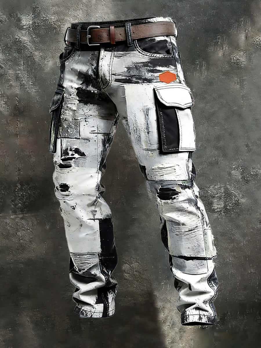 Męskie spodnie robocze retro styl biznesowy na co dzień