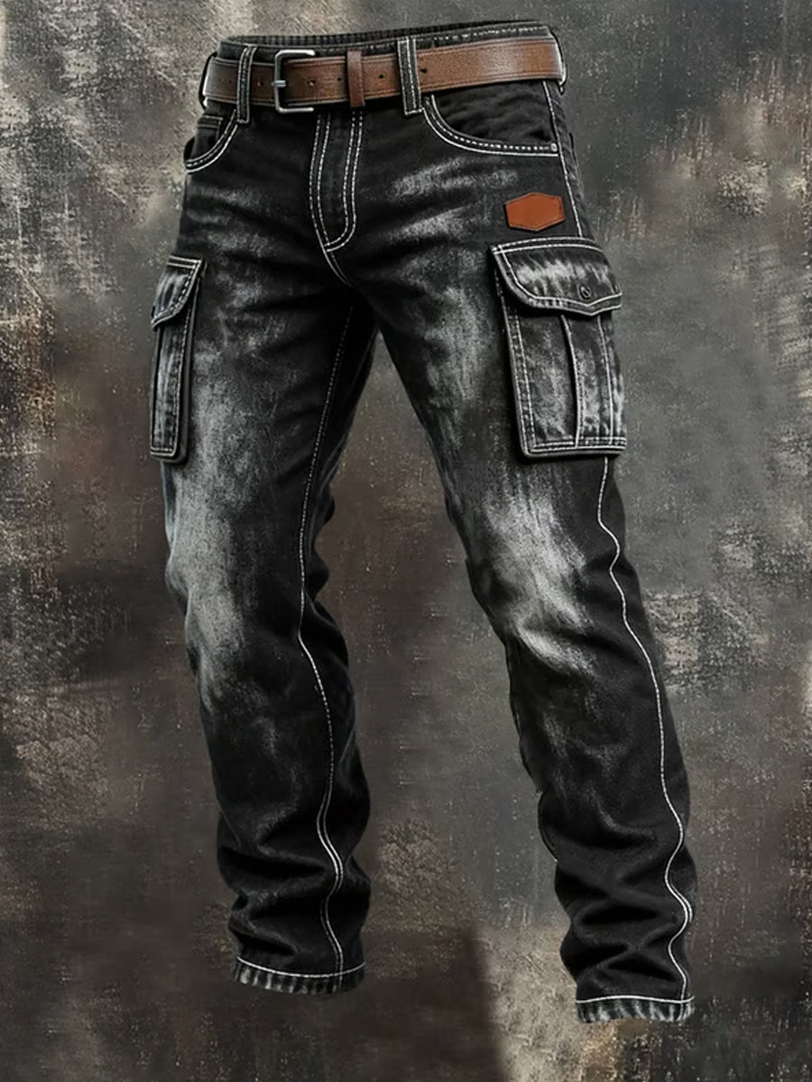 Męskie spodnie robocze retro styl biznesowy na co dzień