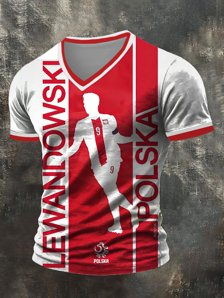 Męska koszulka piłkarska Dynamiczny Lewandowski Poland