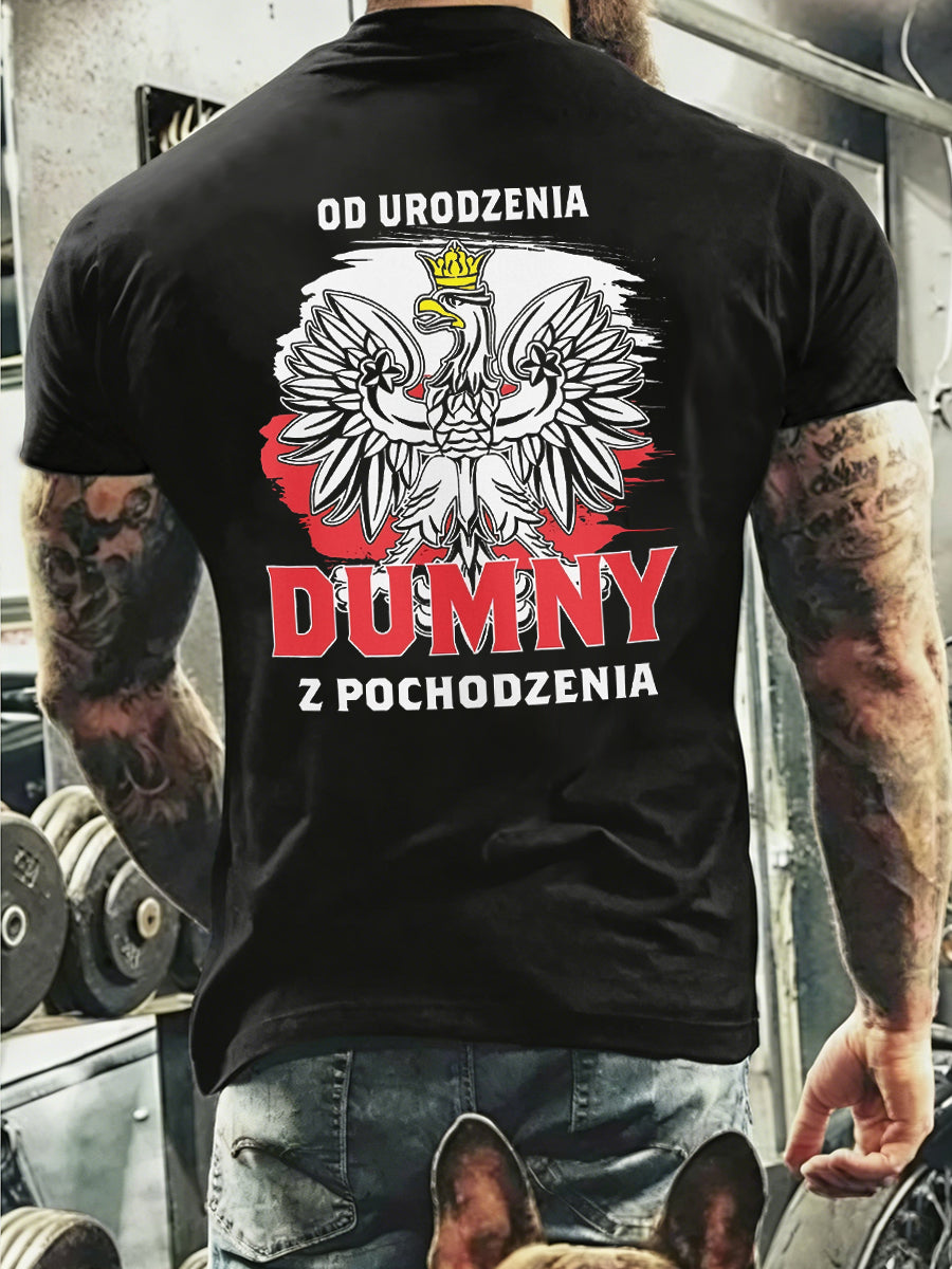 Męska koszulka pamiątkowa z nadrukiem polskiej flagi