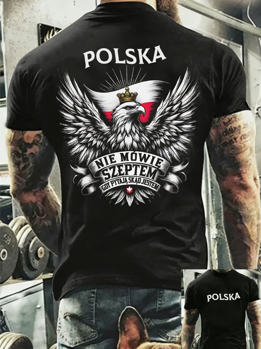 Męska koszulka pamiątkowa z nadrukiem polskiej flagi