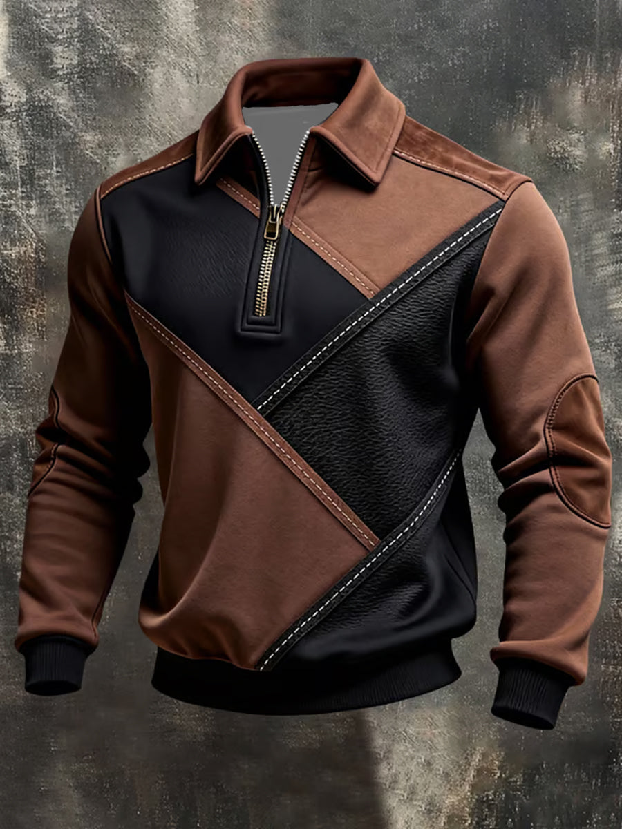 Męska bluza z zamkiem błyskawicznym w kolorze retro