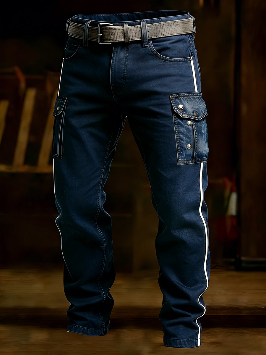 Męskie spodnie robocze retro styl biznesowy na co dzień