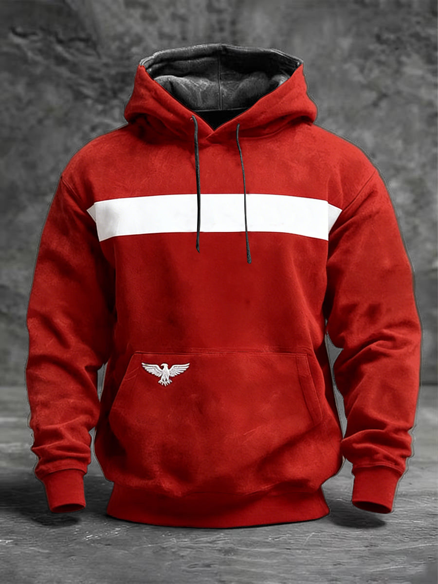 Elegancka czerwono-biała męska bluza z kapturem Poland Eagle Emblem