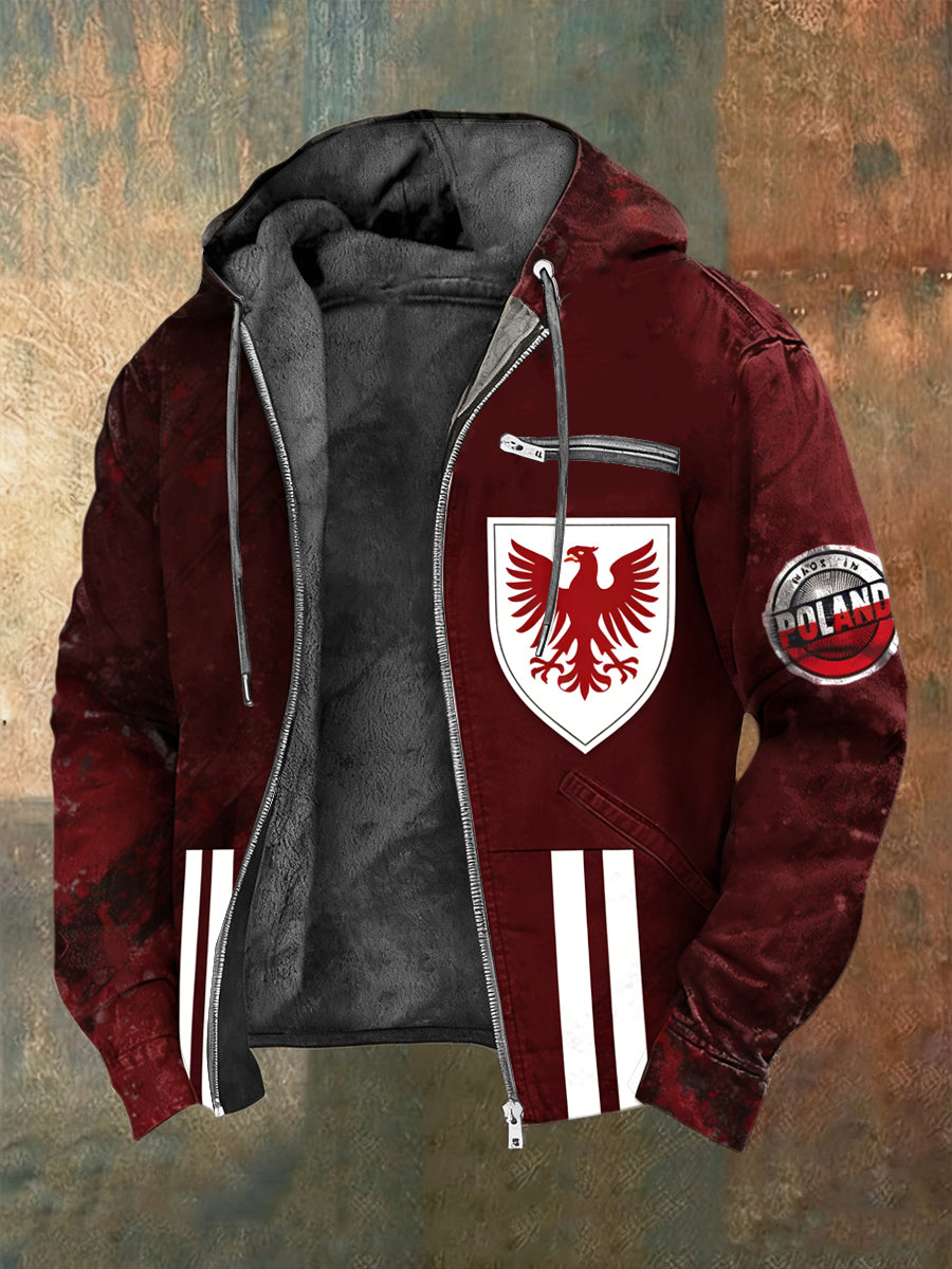 Męska kurtka z zamkiem błyskawicznym w burgundii Polska Eagle Shield