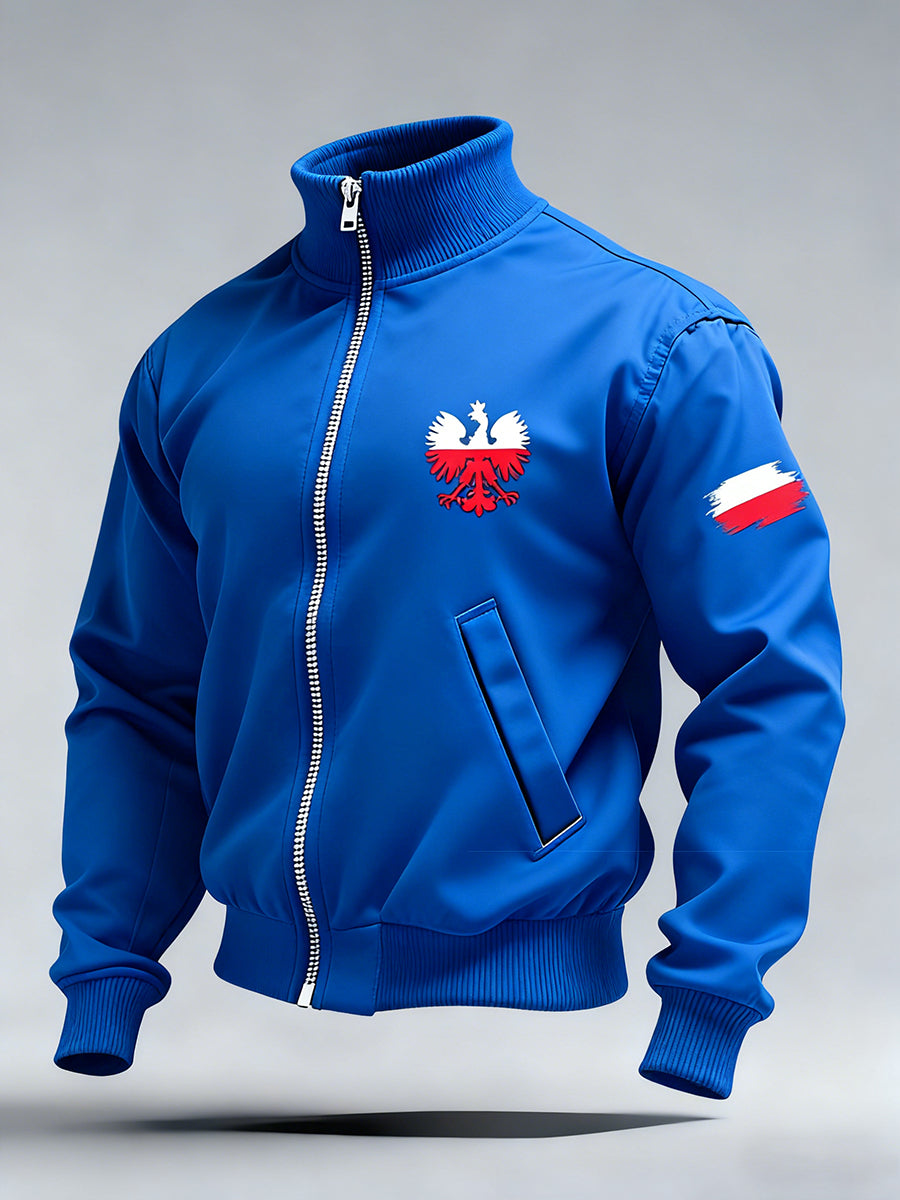 Męski Vintage Polski Art Print Casual I Wygodna Kurtka