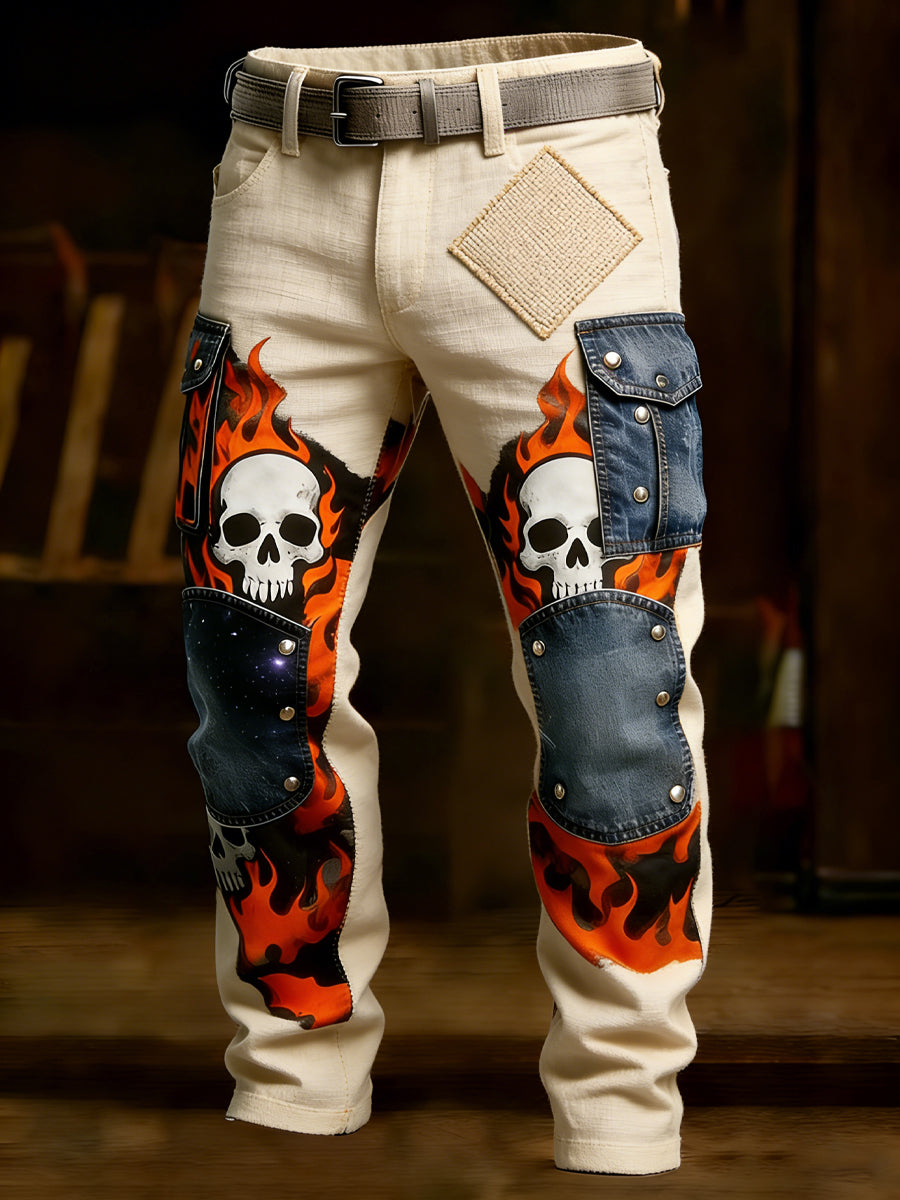 Męskie spodnie robocze retro styl biznesowy na co dzień