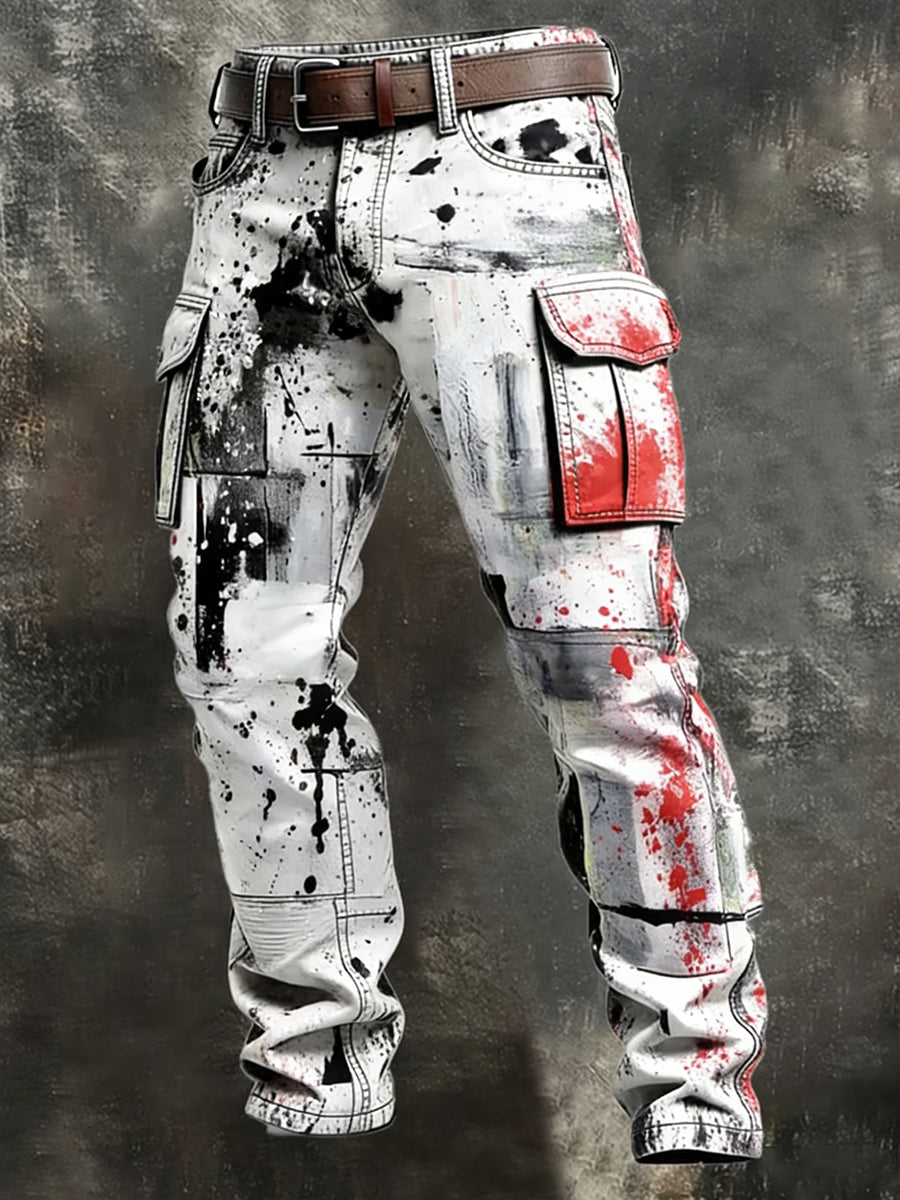 Męskie spodnie robocze retro styl biznesowy na co dzień