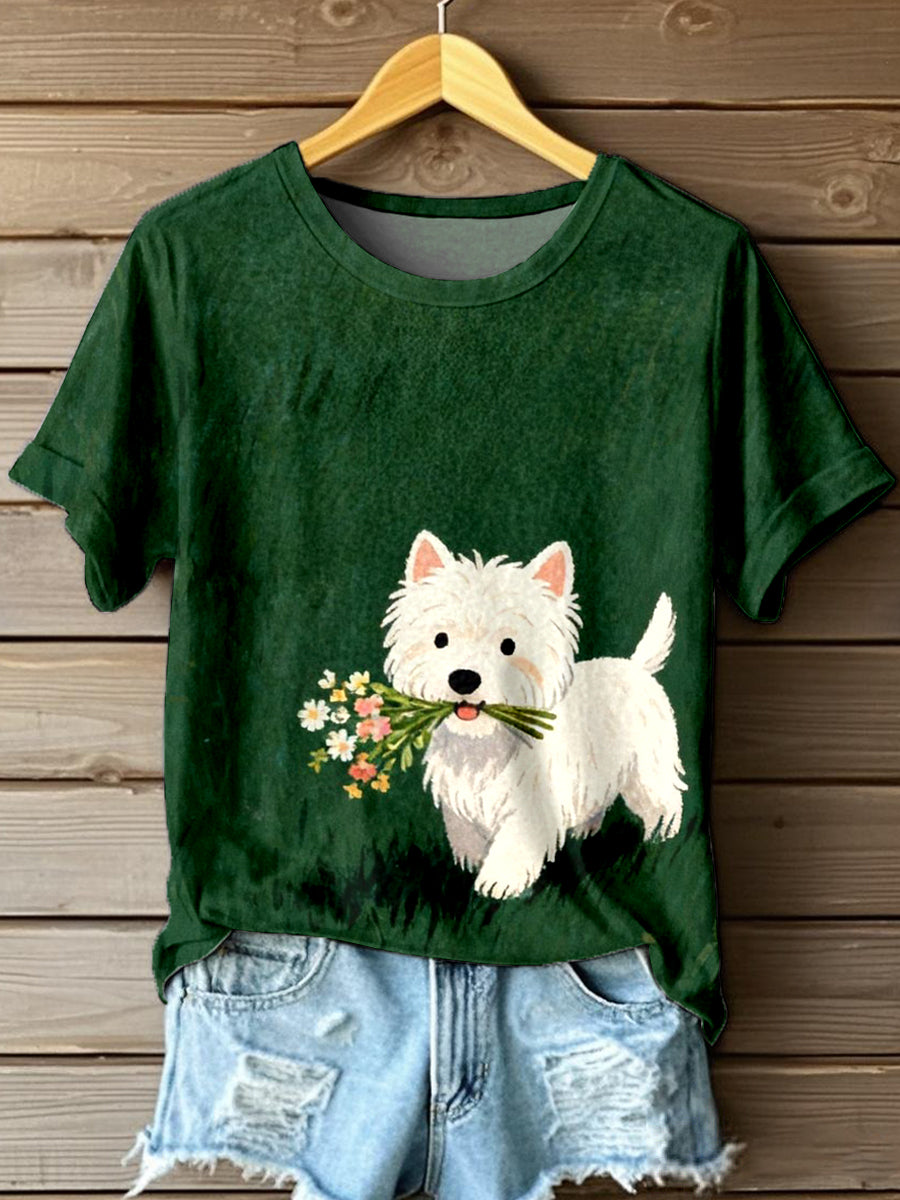 Damska urocza koszulka West Highland White Terrier Art Print