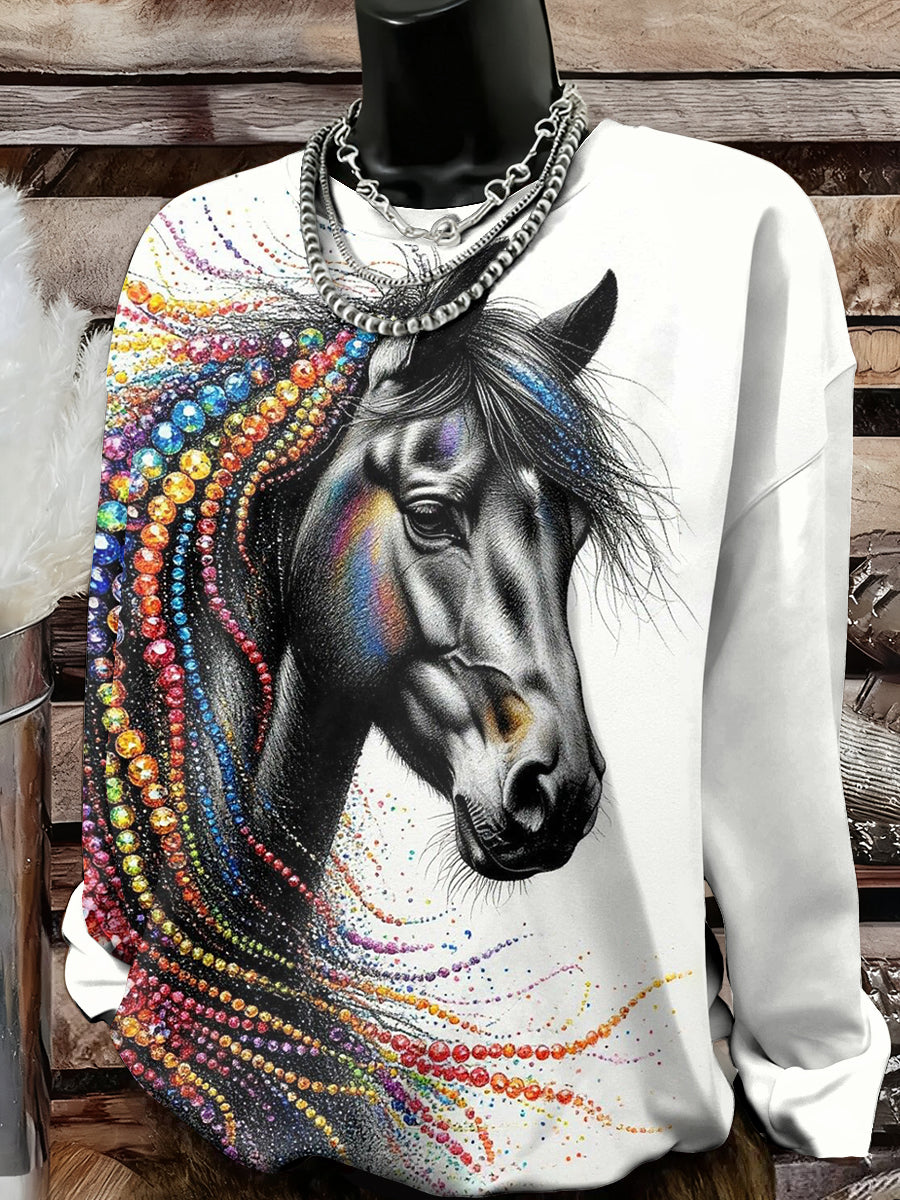 Damska bluza z nadrukiem Horse Art