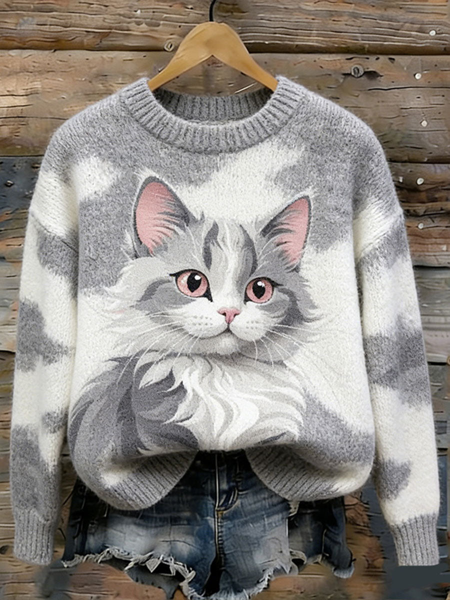 Damska bluza z nadrukiem Cat Art