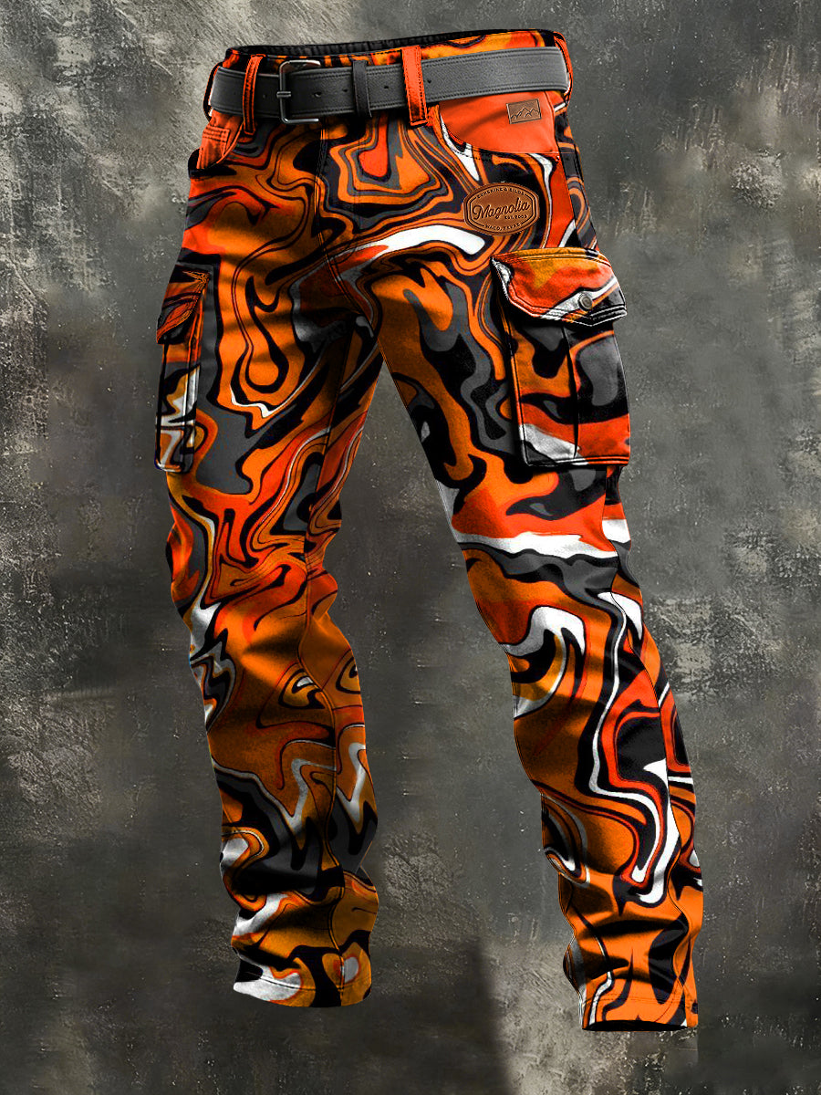 Męskie Vintage Biznesowy Kamuflaż Nadruk Retro Art Casual Spodnie Robocze