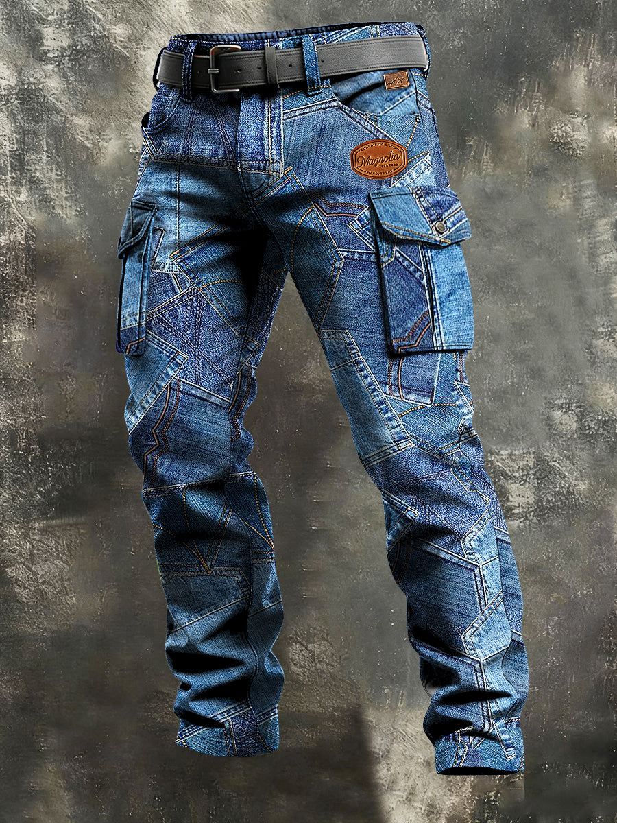 Męskie spodnie robocze w stylu vintage z nadrukiem biznesowym Retro Art na co dzień