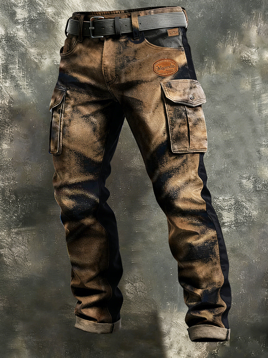 Męskie spodnie robocze w stylu vintage z nadrukiem biznesowym Retro Art na co dzień