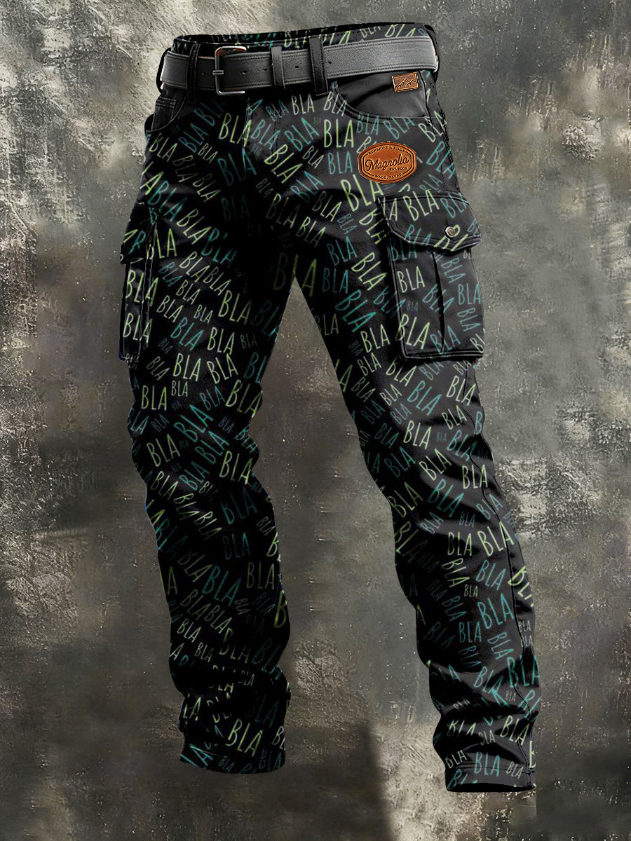 Męskie spodnie robocze w stylu vintage z nadrukiem biznesowym Retro Art na co dzień