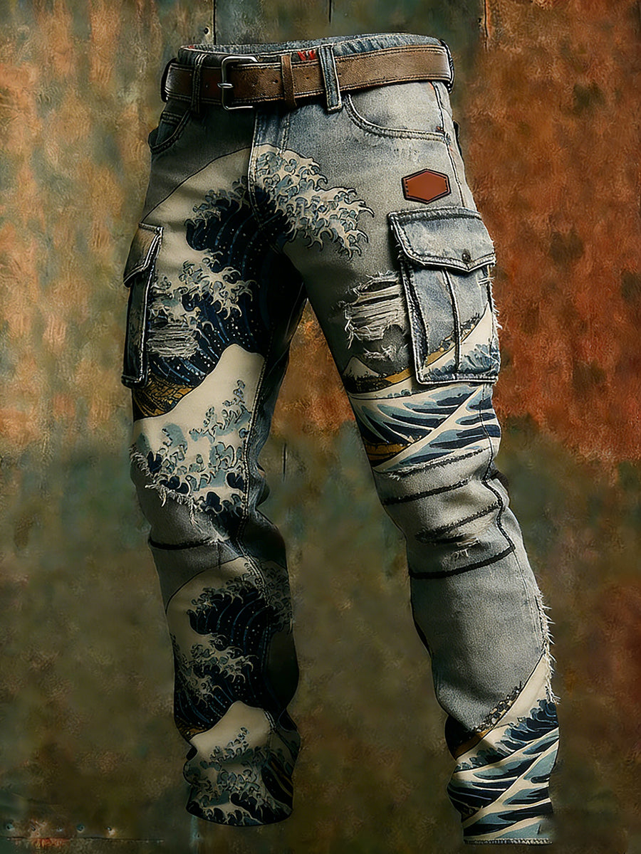 Męskie spodnie robocze retro styl biznesowy na co dzień